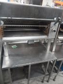 * Falcon Steakhouse Grill - gas - mounted on S/S table with racking and undershelf. 900w x 800d x