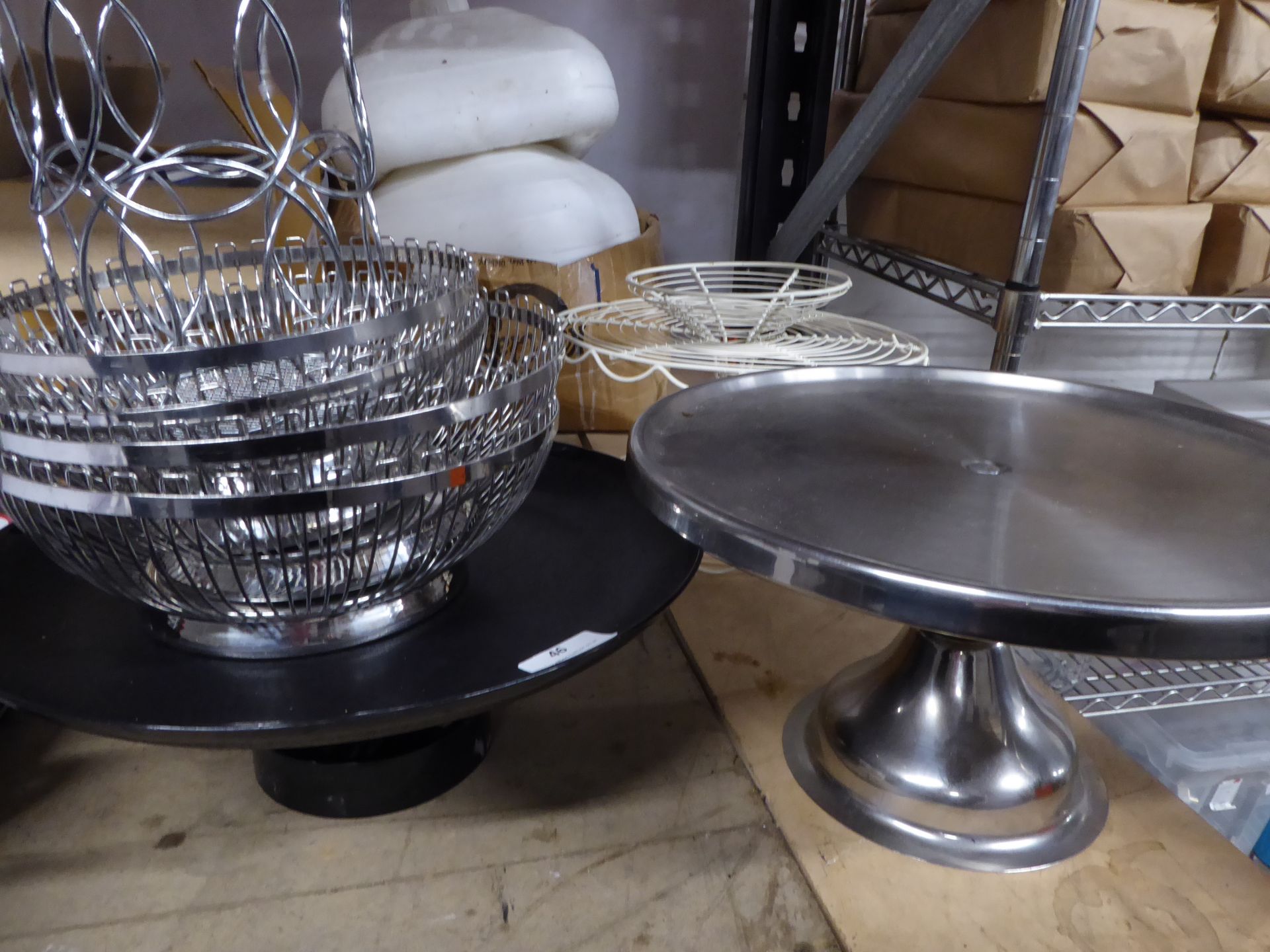 * selection of cake stands and wire baskets x 8 items