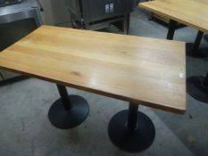 *2 x double pedestal base rectangle tables with wooden tops. 1200w x 600d x 760h