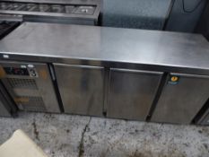 * Angelo Po 3 door bench chiller on castors. 1850w x 600d x 880h