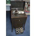 Edison Dictaphone in Cabinet on Wheels