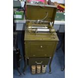 Military Edition Edison Dictaphone Shaving Machine in Cabinet on Wheel, plus Six Cylinders in Rack