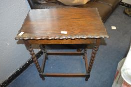 Vintage Oak Piecrust Side Table