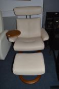Stressless Cream Leather Recliner with Footstool