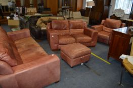 Large Sofa Set - including 1 Large Two Seat Sofa, 1 Medium Two Seater Sofa, Chair & Pouffe