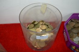 Tub of Assorted Tokens and Coinage