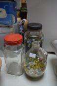 Storage Jars Containing Marbles, Shells, etc.