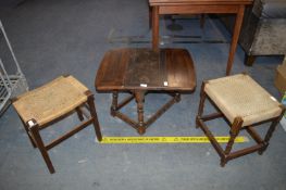 Two Stools and a Small Drop Leaf Table