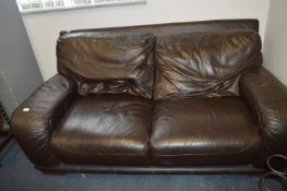 Brown Leather Two Seat Sofa