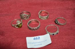 Six Sterling Silver Rings