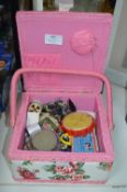 Retro Style Sewing Box and Contents