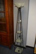 Metal & Glass Lamp with Shelves