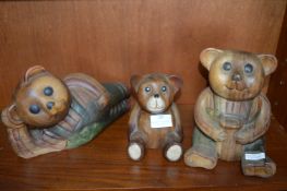 Three Carved Wooden Bears