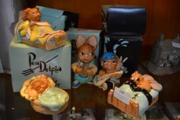 Five Pendelfin Rabbit Figures - Bedtime and Musici