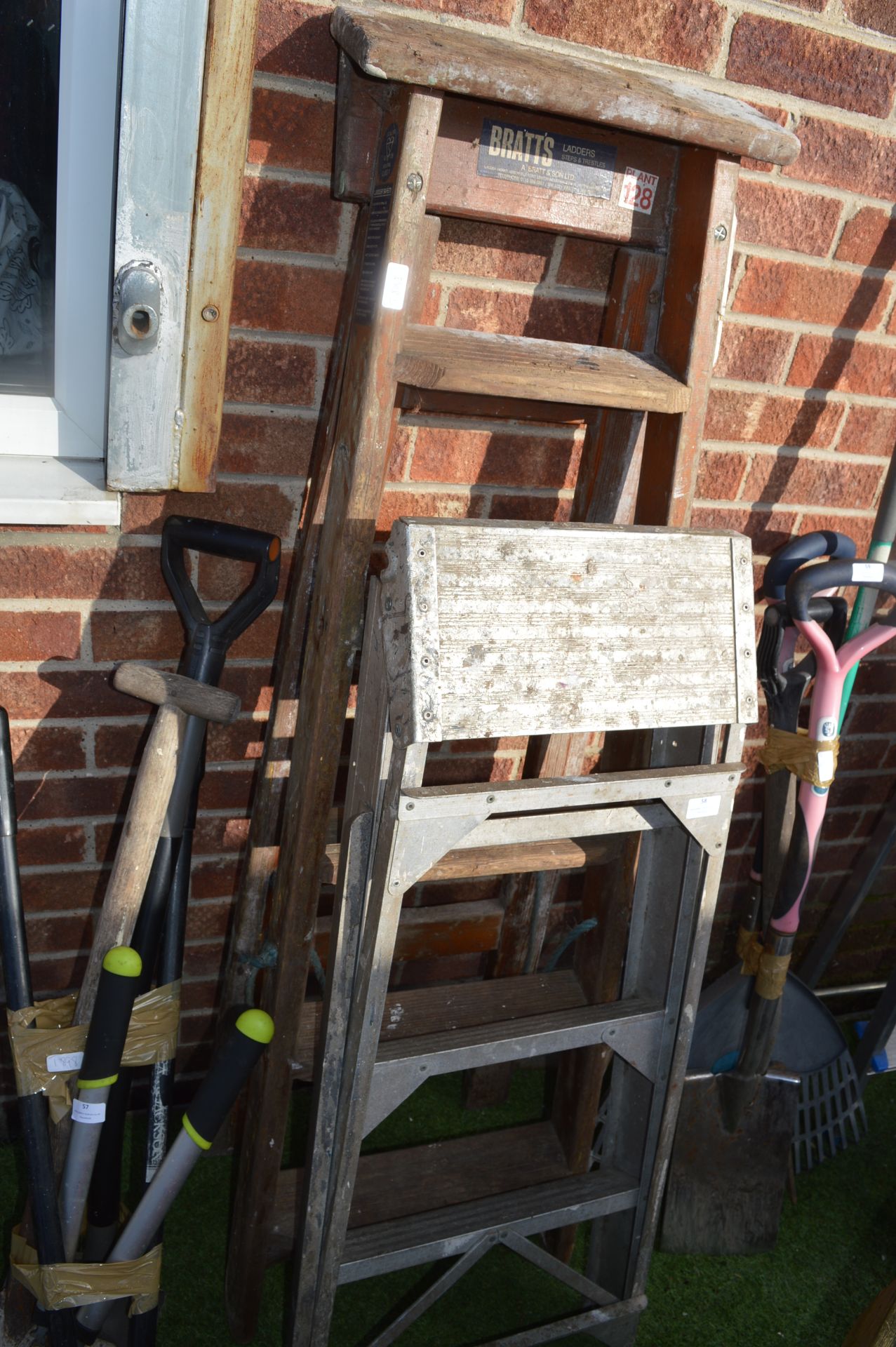 Bratts Wooden Step Ladder and an Aluminium Step La