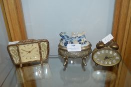 Two Decorative Clocks and a Trinket Box