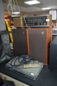 Grundig Vintage Radio, Two Wharfdale Speakers, and