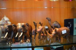 Ethnic Carved Elephants, Rhino and Camels