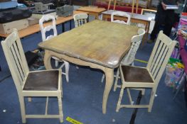 Shabby Chic Painted Pine Dining Table with Six Ass