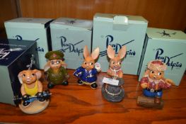 Five Pendelfin Figures