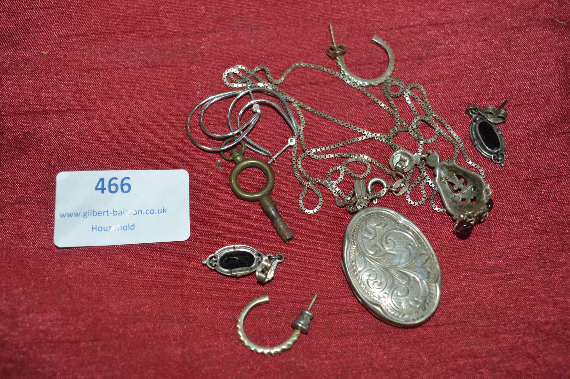 Silver Jewellery Including Locket, Chain, Pairs an