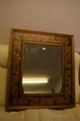 Mirror with Gilt Frame and Hand Painted Floral Bor