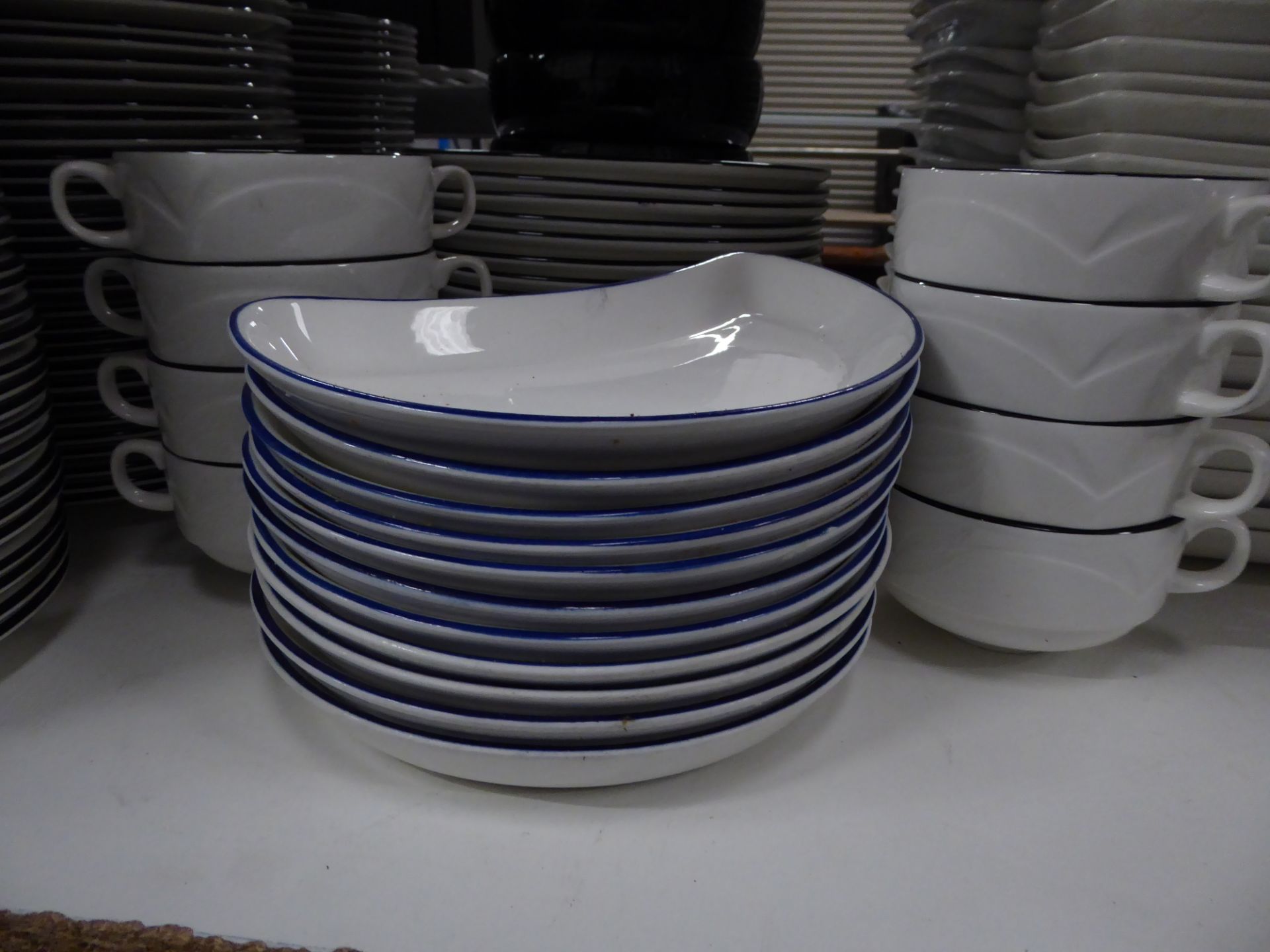 *selection of white and blue crockery - soup bowls/'moon' plates/bowls/plates x 30+ items - Image 5 of 6