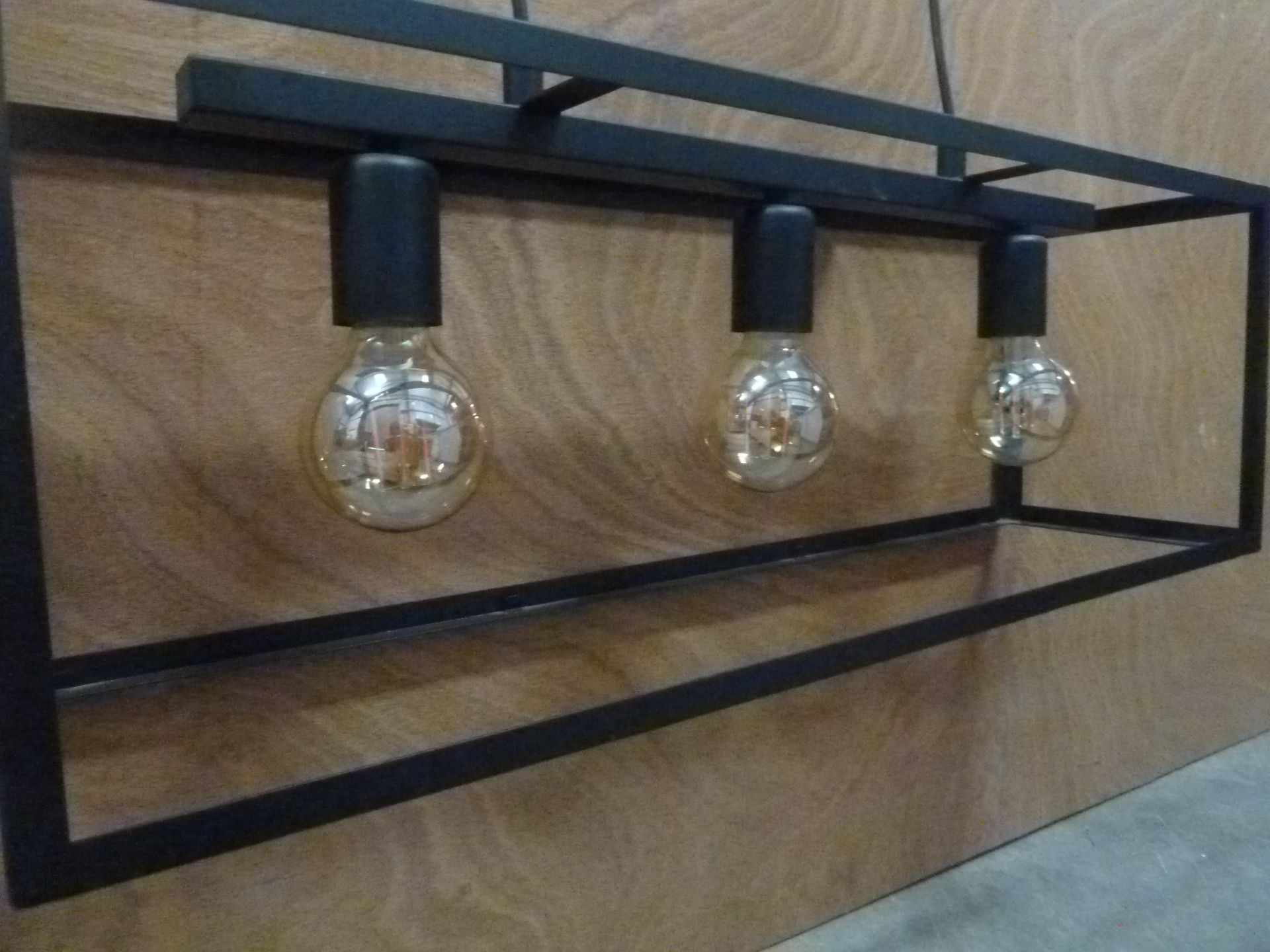 *modern industrial style pendant light fitting - black cage with 'Edison' style bulbs - Image 2 of 3