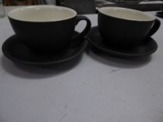 *24 x grey 'slate' mugs with cream interior with saucers