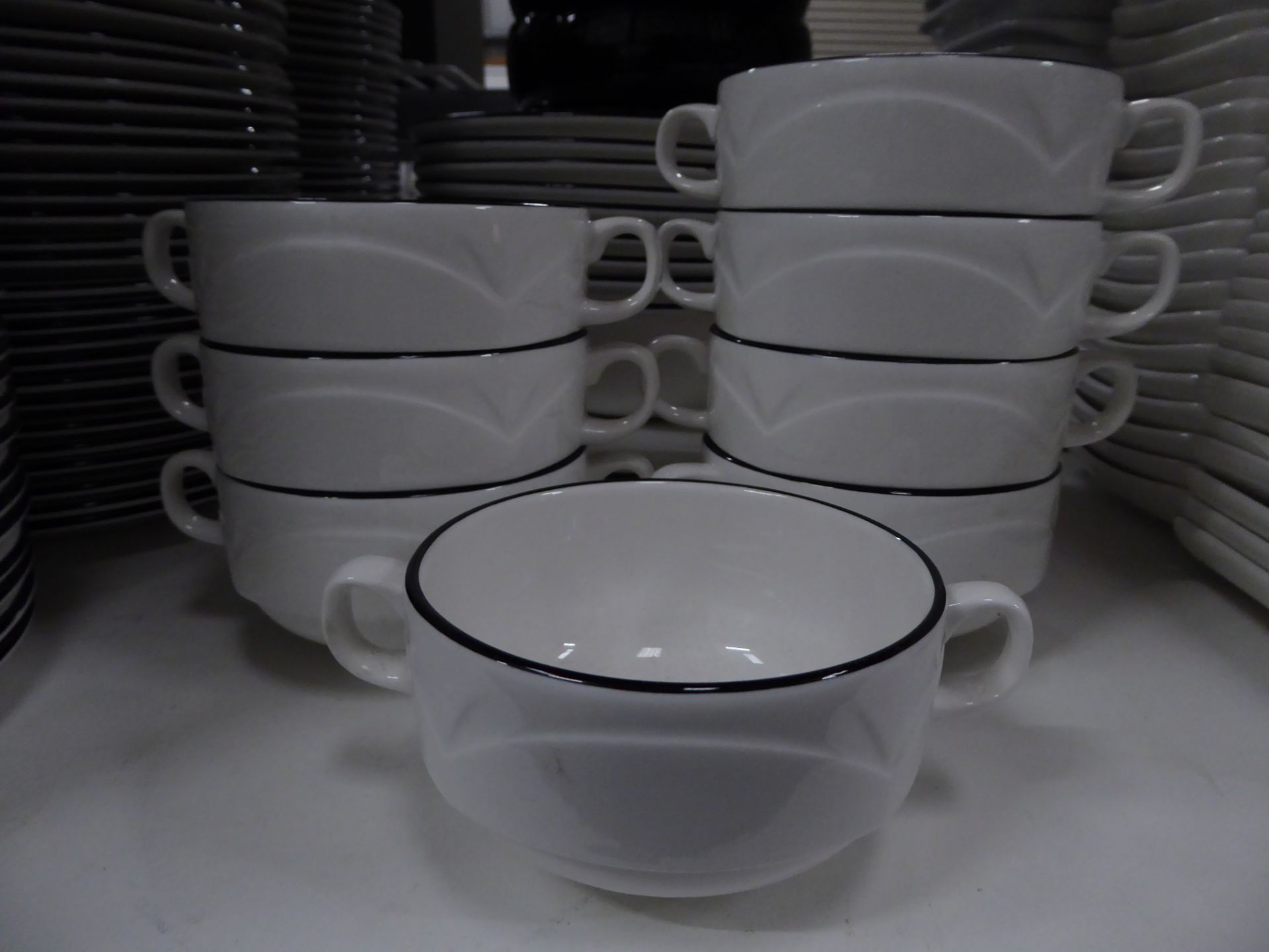 *selection of white and blue crockery - soup bowls/'moon' plates/bowls/plates x 30+ items - Image 4 of 6