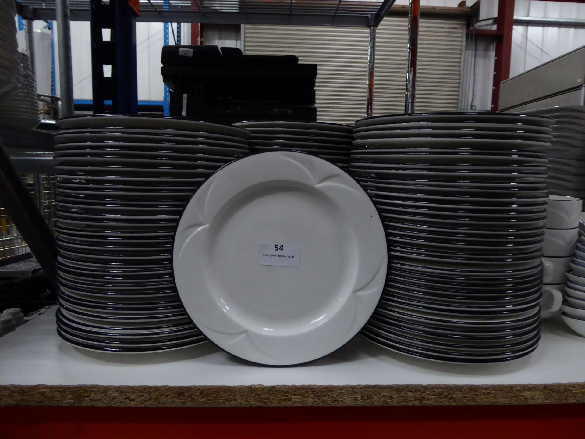 *90+ x white plates with blue rim. 200 diameter