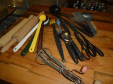 * selection of utentials, including manual whisk, ladels, etc x 15+