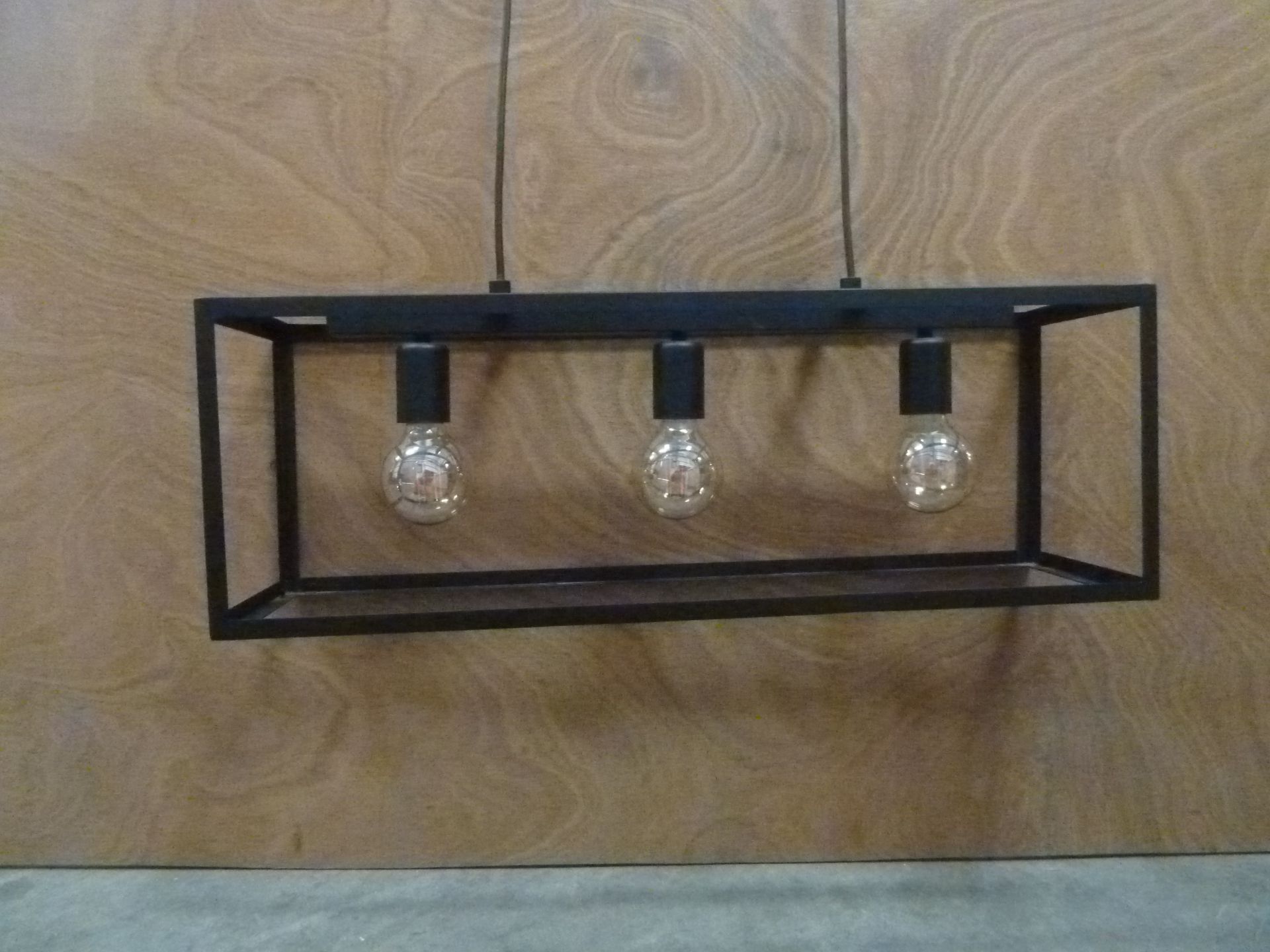 *modern industrial style pendant light fitting - black cage with 'Edison' style bulbs - Image 3 of 3