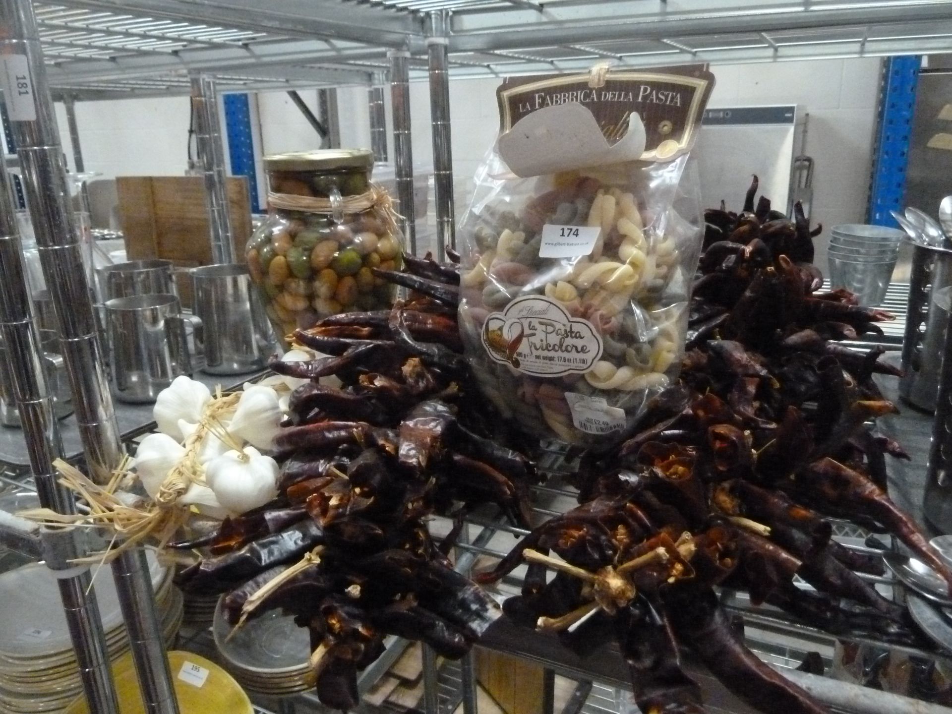 *display items - garlic, chillies, olives, pasta - Image 2 of 2