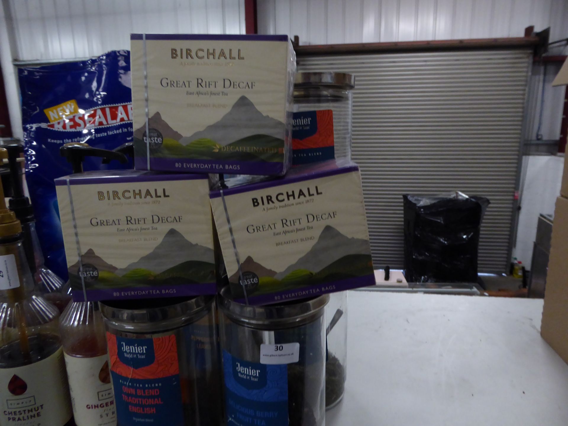 *tea selection - 6 x glass jars with loose leaf teas, part bag Tetley's tea bags, Birdcall decaf tea - Image 2 of 4