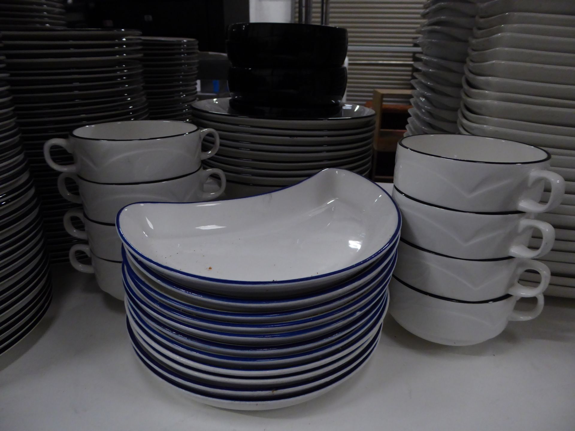 *selection of white and blue crockery - soup bowls/'moon' plates/bowls/plates x 30+ items - Image 6 of 6