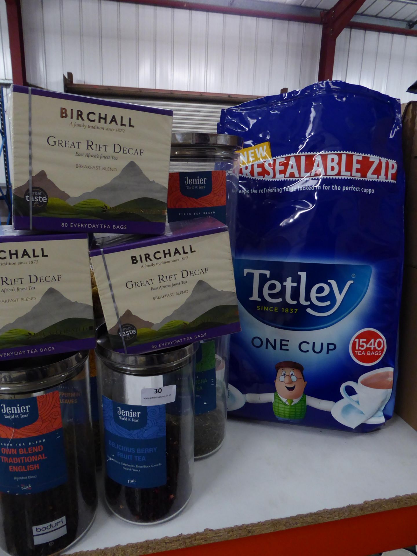 *tea selection - 6 x glass jars with loose leaf teas, part bag Tetley's tea bags, Birdcall decaf tea - Image 3 of 4