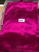 * 19 x shocking pink silk table cloths 90in  x 90in with storage box Located at Grantham, NG32 2AG