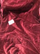 * 3 x very heavy burgundy velour table cloths 136in x 136in with storage box Located at Grantham,