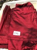 * 4 x burgundy  silk table cloths 136in  x 136 in storage box Located at Grantham, NG32 2AG