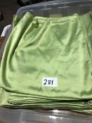 * 10 x pea green silk table cloths in storage box size 136 in  x 136 in Located at Grantham, NG32