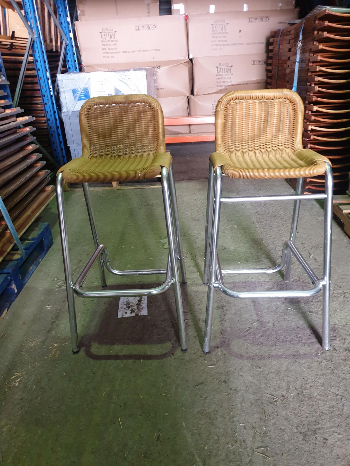 * Aluimum and Wicker Bar Stools - Image 2 of 4