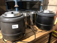 *  2 buffalo soup kettles and 3 extra stainless liners Located at Grantham, NG32 2AG