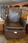 1930's Child's Armchair with Leatherette Upholstery and Drawer