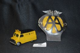 Vintage AA Car Badge plus Corgi Bedford AA Van