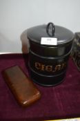 Leather Cigar Case and a Black Leather Cigaros Barrel
