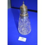 Cut Glass Caster with Hallmarked Silver Top - Birmingham 1994