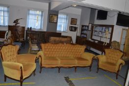 Modern Ornate Three Piece Suite Comprising Three Seat Sofa and Two Armchairs