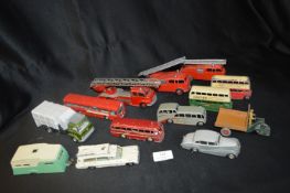 Playworn Diecast Buses and Fire Engines, etc.