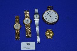 Assorted Wristwatches plus Gold Plated Pocket Watch